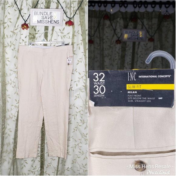 INC International Concepts Pants - { 5 FOR $25 }NEW INC MILAN SLIM FIT KHAKIS